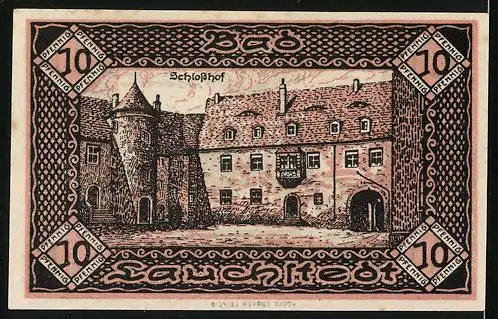 Notgeld Bad Lauchstedt 1919, 10 Pfennig, Partie im Schlosshof