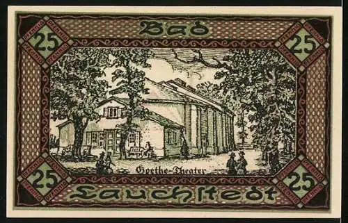 Notgeld Bad Lauchstedt 1919, 25 Pfennig, Blick auf das Goethe-Theater