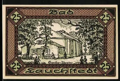 Notgeld Bad Lauchstedt 1919, 25 Pfennig, Besucher am Goethe-Theater