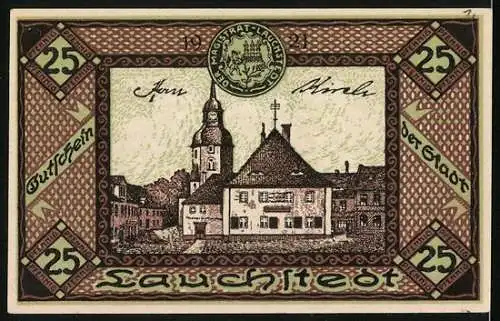 Notgeld Bad Lauchstedt 1919, 25 Pfennig, Besucher am Goethe-Theater