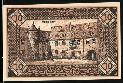 Notgeld Bad Lauchstedt 1919, 10 Pfennig, Blick in den Schlosshof