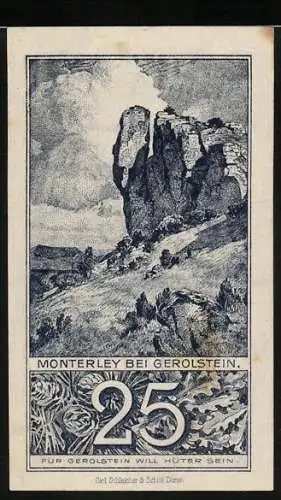 Notgeld Daun 1920, 25 Pfennig, Klippen bei Monterley bei Gerolstein