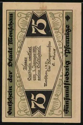 Notgeld Monschau 1921, 75 Pfennig, Die Ruine Haller