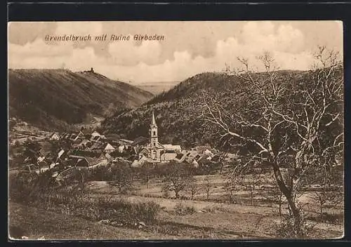 AK Grendelbruch, Ortsansicht mit Ruine Girbaden