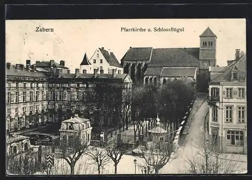 AK Zabern, Pfarrkirche und Schlossflügel