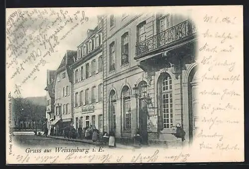 AK Weissenburg i. Els., Strassenpartie am Gasthaus zum Rebstock