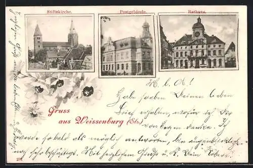 AK Weissenburg, Rathaus, Postgebäude, Stiftskirche