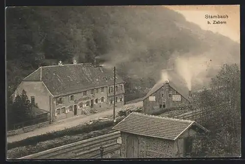 AK Stambach b. Zabern, Haus an der Eisenbahnstrecke