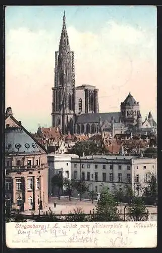 AK Strassburg, Blick vom Kaiserplatz auf das Münster