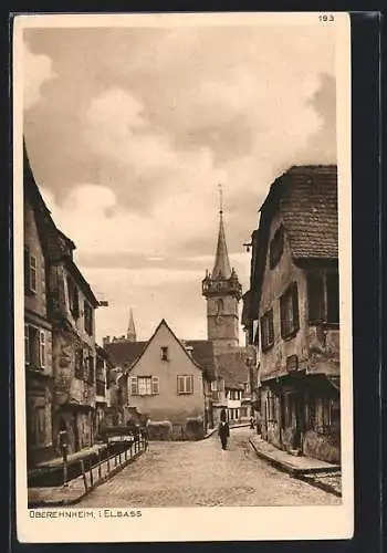AK Oberehnheim, Strassenpartie mit Blick zum Kirchturm