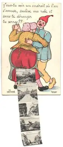 Leporello-AK Saint-Etienne, Paar beim Tanz, Hotel de Ville, Palais de Justice, Place Jean Jaures