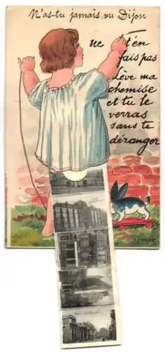 Leporello-AK Dijon, Ansichten unterm Hemdchen, Lycee Carnot, Place d`Armes, Palais de Justice