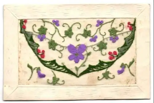 Seidenstick-AK Blumengirlanden, Ornament