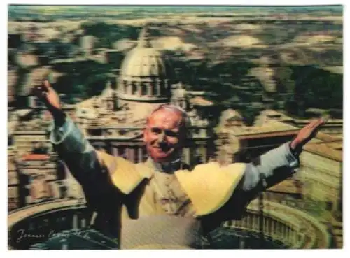 3D-AK Papst Johannes Paul II. vor dem Petersdom