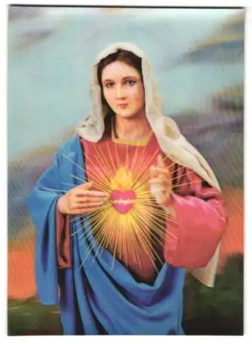 3D-AK Jungfrau Maria mit makellosem Herz