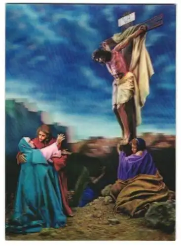 3D-AK Jesus am Kreuz von Golgatha