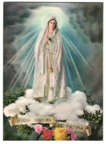3D-AK Nosse Senhora de Fatima, betende Heilige