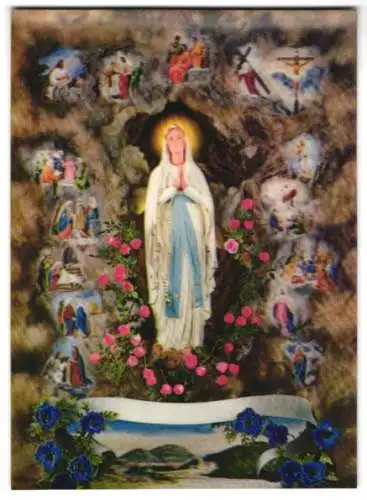 3D-AK Virgin of Lourdes, Jungfrau von Lourdes