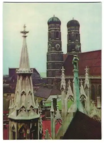 3D-AK München, Blick vom Rathaus zur Liebfrauenkirche