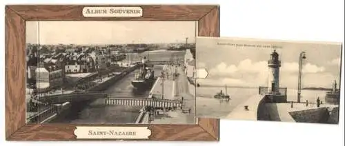 Leporello-AK Saint-Nazaire, Avant Port, Le Paquebot La Navarre, Le Cuirasse Diderot