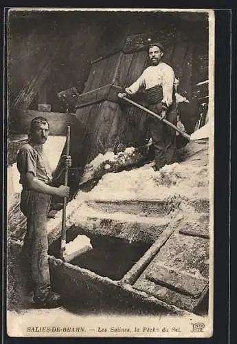 AK Salies-de-Bearn, Les Salines, La Pêche du Sel, Arbeiter im Salzbergwerk