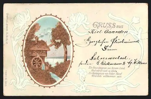 Kork-AK Mühle mit Mühlrad