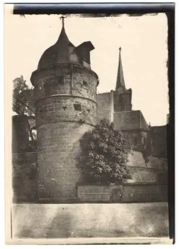 Fotografie W. Apel, Berlin, Ansicht Kronach, Stadtmauer mit Wehrturm