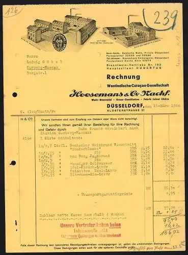 Rechnung Düsseldorf 1940, Hoosemans & Co. Nachf., Westindische Curacao Gesellschaft, Ansichten zweier Betriebe