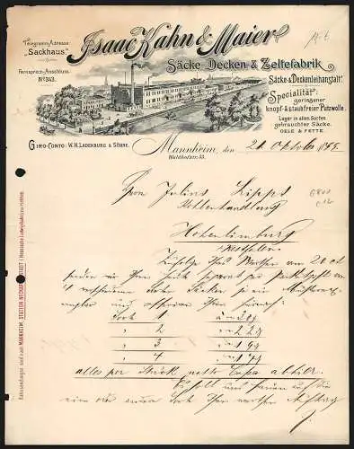 Rechnung Mannheim 1899, Isaac Kahn & Maier, Säcke-, Decken- & Zeltfabrik, Einfahrt zum Betriebseglände