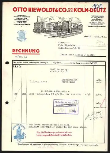 Rechnung Köln-Deutz 1941, Firma Otto Riewoldt & Co., Blick in den Innenhof des Betriebs