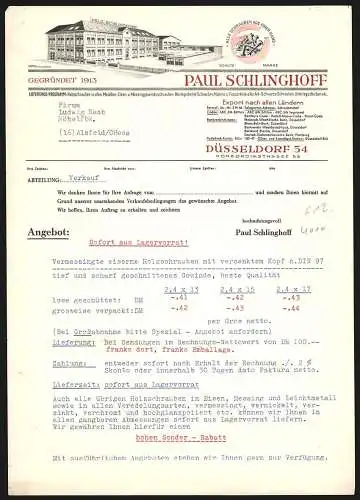 Rechnung Düsseldorf, Paul Schlinghoff, Schrauben-Fabrikation, Das Geschäftsgelände, Schutzmarke