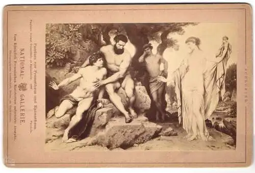 Fotografie Photographishe Gesellschaft, Berlin, Gemälde: Pandora vor Prometheus und Epimetheus, nach Schlösser