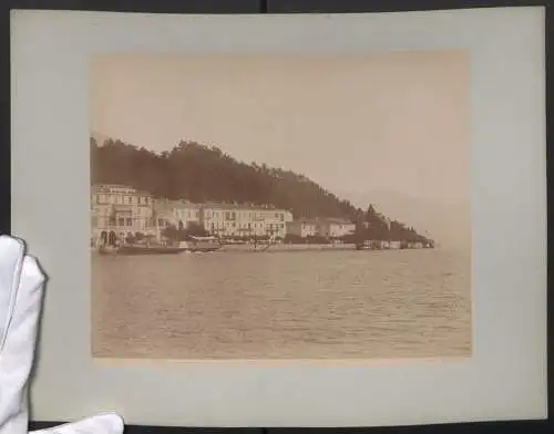 Fotografie Brogi, Firenze, Ansicht Como, Veduta di Cadenabbia presa di barca, Hotel Bellevue, Dampfer Laviano