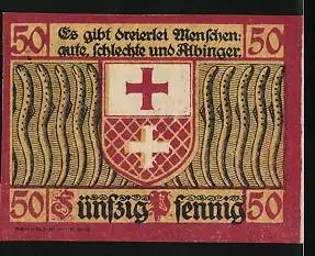 Notgeld Elbing 1921, 50 Pfennig, Wappen, Siegel