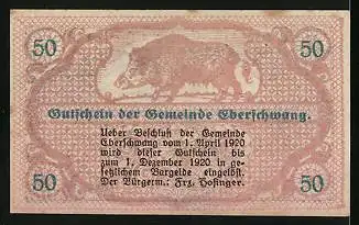 Notgeld Eberschwang 1920, 50 Heller, Wallfahrtskirche, Ornamente