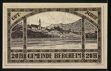 Notgeld Bergheim 1920, 20 Heller, Kirche, Gesamtansicht