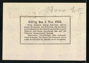Notgeld Mecklenburg-Schwerin 1922, 25 Pfennig, Ornamente, Wappen