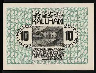 Notgeld Kallham 1920, 10 Heller, Gebäude