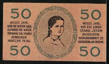 Notgeld Bad Godesberg 1920, 50 Pfennig, Bildnis von Aennchen