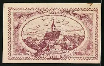 Notgeld Eferding 1919, 20 Heller, Stadtwappen, Kirche