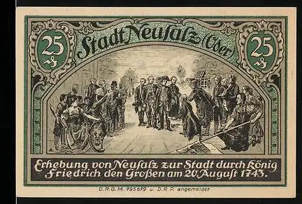 Notgeld Neusalz, 25 Pfennig, Erhebung zur Stadt, Wappen