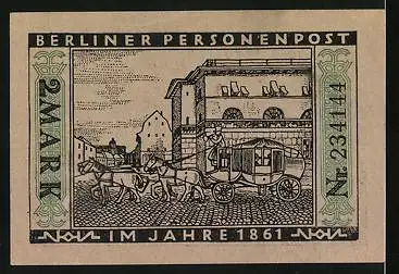 Notgeld Berlin 1922, 2 Mark, Berliner Bär, Personenpost