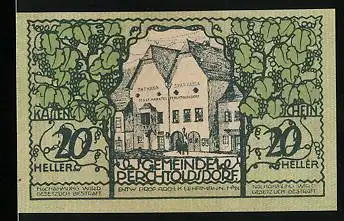 Notgeld Perchtoldsdorf 1920, 20 Heller, Rathaus und Sparkasse