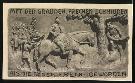 Notgeld Horn 1921, 50 Pfennig, Denkmal, Ritter zu Pferd und Römer