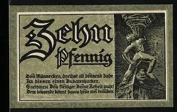 Notgeld Goslar 1920, 10 Pfennig, Wappen, Tannen, Dukatenmann