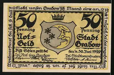 Notgeld Grabow 1922, 50 Pfennig, Wappen, Heinzelmännchen