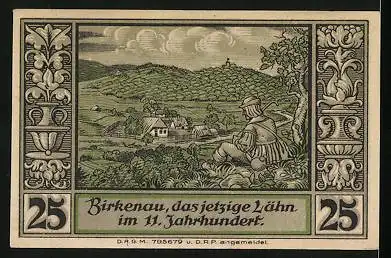 Notgeld Lähn /Riesengeb., 25 Pfennig, Wappen, Ansicht von Birkenau