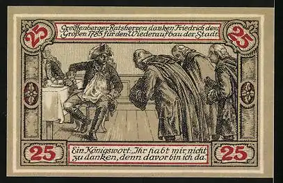 Notgeld Greiffenberg 1920, 25 Pfennig, Ritter schlägt Greif, Ratsherren
