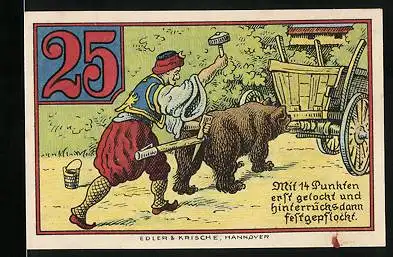 Notgeld Rinteln 1920, 25 Pfennig, Festgepflockter Bär