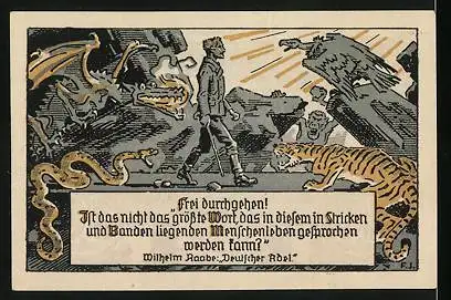 Notgeld Eschershausen 1921, 10 Pfennig, Wilhelm Raabes Geburtshaus, Raabeturm